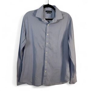 Tommy Hilfiger L Blue and White Polka Dot Button-up Shirt